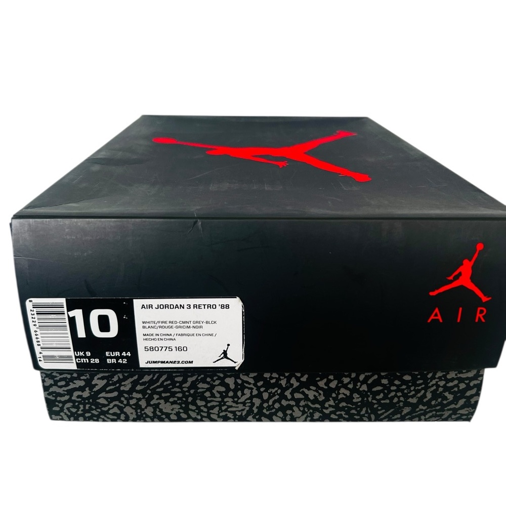 Jordan Air Retro 3 Black and Red Athletic Shoes